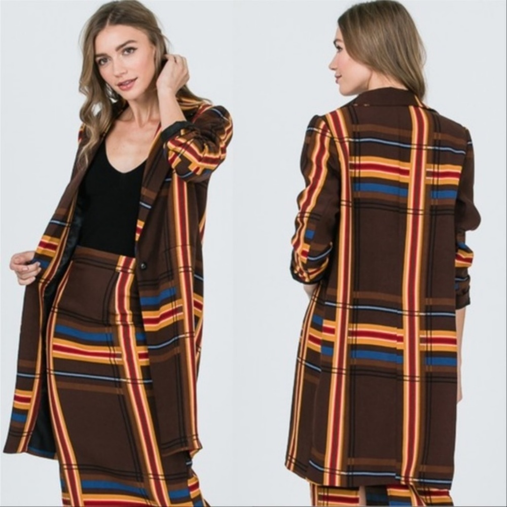 Plaid Print Coat Blazer - Picture 2 of 4